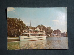 Képeslap,Balaton,Siófok,hajóállomás, kikötő, sétahajó látkép,részlet,1965-