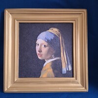 Falikép. Vermer Lány gyöngy fülbevalóval, decoupage kép, kézműves termék.
