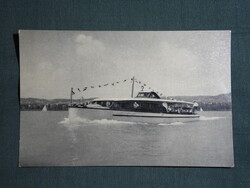 Képeslap,Balaton,Sió sétahajó látkép,részlet,1965-