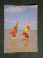 Képeslap,Balaton,szörf,hullámlovas látkép,részlet,1985-