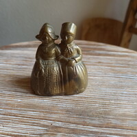 Csodás régi réz dupla kisasszony csengő (6,7x6x4 cm)