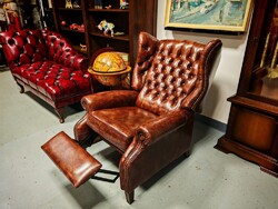 Csodaszép új állapotú relax Chesterfield füles fotel, nagyon kényelmes , gyönyörű , valódi bőrfotel