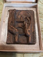 Somogyi József nagyon ritka Pápa város bronzplakettje eredeti dobozában (1975.)