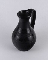 Fazekas Lajos Nádudvar Black Clay Jug, 16.7 cm