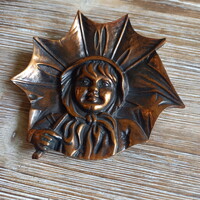 Szép régi bronz szecessziós tálka (14x13,7x2,7 cm)