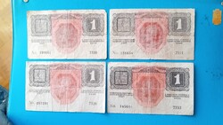 4 db 1 Korona 1916 évi , 7000 feletti