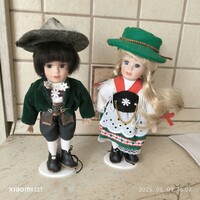 Gyönyörű Osztrák népviseleti porcelán baba, fiú, lány, eladó! 20 cm