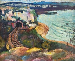 Hajós Imre László (1905 - 1977) Balatonakarattya 1930. c. festménye Eredeti Garanciával!