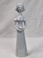 Art deco Ősz Szabó Antónia tervezte Aquincumi galambos lány porcelán figura hibátlan állapotban 24cm