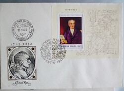 FDC - 1982. Festmény (XX.) - Johann Wolfgang Goethe - blokkal, alkalmi bélyegzéssel