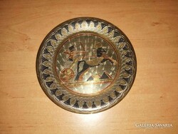 Réz falitányér egyiptomi mintával - 17 cm (n)