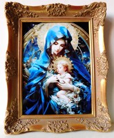 Mary with the baby Jesus, picture made on porcelain