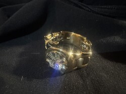 Arany Rolex stílusú gyűrű gyémánttal (tanusítvánnyal)