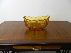 Német art deco borostyán színű üveg asztalközép / kínáló