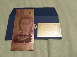 KANADA 10 CAD 24 karátos arannyal bevont (GOLD replika) plasztik