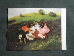 Képeslap,Budapest,Nemzeti múzeum,Szinyei Merse Pál,Majális festmény,1978-