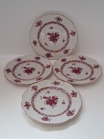 Herendi purpur Apponyi mintás kistányérok egyben, 4 db, 15 cm