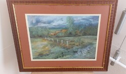 (K) Vassy Erzsébet szép pasztell festménye  72x56 cm kerettel