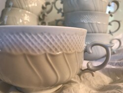 CSÉSZE - 7 db - PORCELÁN - LEVESES - 3,75 dl - HÓFEHÉR - RÉGI - OSZTRÁK - GYÖNYÖRŰ - HIBÁTLAN