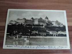 Régi képeslap, Budapest,Királyi Vár, hajó, Divald Grafikai Műintézet, 1922-ből