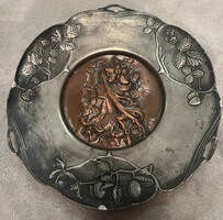 Art Nouveau metal wall bowl.