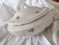 Zsolnay porcelán virágmintás leveses tál