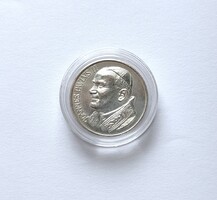 II. János Pál pápa ezüstözött emlékérme 1983, kapszulában.