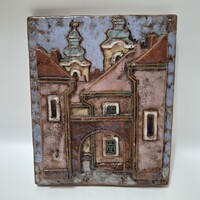 Székesfehérvár, Ligeti Erika kerámia falidísz, 21,5 x 19 cm