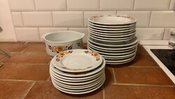 Alföldi porcelán Panni mintás nagy  tányérkészlet 27 db + leveses tál