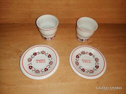 Hollóházi porcelán Magyar Ifjúság feliratú csészealj csészével párban (10/K)