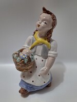 Ráhmer Mária kerámia virágárus kislány figura, szobor, 24cm