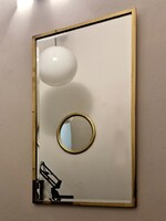 Rézkeretes csiszolt fali tükör 80-as évek, olasz design