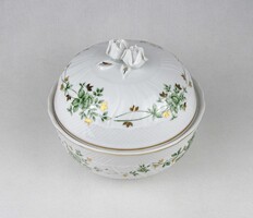 1V146 Erika mintás nagyméretű Hollóházi porcelán bonbonier 14 x 17 cm