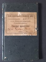 Tagsági igazolvány Országos Munkásbetegsegélyező és Balesetbizt. Pénztár  M.kir. Államvasutak 1908
