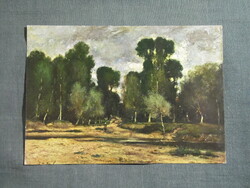 Képeslap,Budapest,Nemzeti múzeum,Paál lászló,Nyárfák festmény,1965-