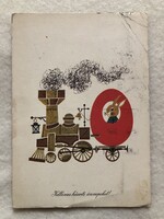 Régi rajzos Húsvéti képeslap - Boór Vera rajz                -5.