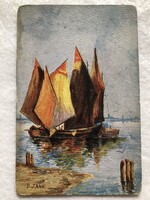 Antik, régi hajós képeslap  - Postatiszta                               -5.