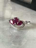 Szecessziós 925 sterling ezüst gyűrű burmai rubinnal