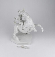 1V378 Antik Leonardo da Vinci lovasszobra Herendi porcelán figura SÉRÜLT 23.5 cm