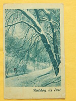 Újévi képeslap 1953-ból; Ganz Vagon szerelőműhely 20 f. bélyeggel