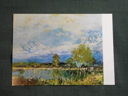 Képeslap,Budapest,Nemzeti múzeum,Mednyánszky László,Hegy tó festmény,1975-