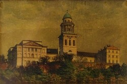 1V869 Pannonhalmi Főapátság 23 karátos arannyal aranyozott miniatúra kép 18.5 x 16.5 cm