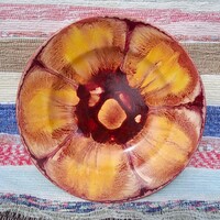 Nagyon különleges fényes festett GRÁNIT retro fali dísztányér 22 cm
