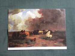 Képeslap,Budapest,Nemzeti múzeum,Lotz Károly,Ménes a zivatarban festmény,1978-