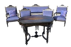 Hollóházi Antique Bécsi boulle Lounge Set – with Special Inlaid Table B165