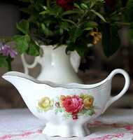 VÁROM AJÁNLATÁT: Antik rózsás porcelán, Karlsbad hibátlan szószos, mártásos kiöntő