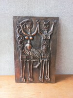 Kopcsányi Ottó bronz falikép - A kentaur és a sellő
