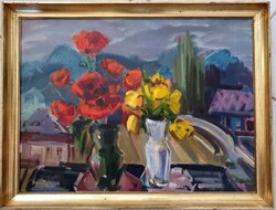 Freytag Zoltán (1901 - 1983): Csendélet sárga tulipánnal