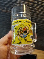 Dínom - dánom feliratú üveg sörös korsó