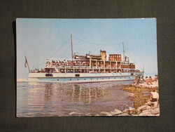 Képeslap,Balaton,móló,kikötő,sétahajó látkép,részlet,1962-